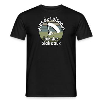 Près des oiseaux loin des blaireaux - T-shirt homme - noir - Devant - AI Model Male 178 light (178cm)
