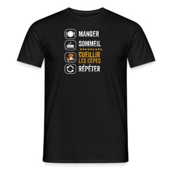 Manger Sommeil cueillir les cèpes répéter - T-shirt homme - noir - Devant - AI Model Male 178 light (178cm)