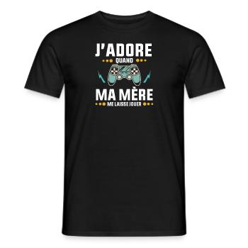 J'adore quand ma mère me laisse jouer - T-shirt homme - noir - Devant - AI Model Male 178 light (178cm)