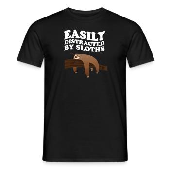 Easily Distracted By Sloths Sloth Lounging - Men's T-Shirt - black - Front - AI Model Male 178 light (178cm)