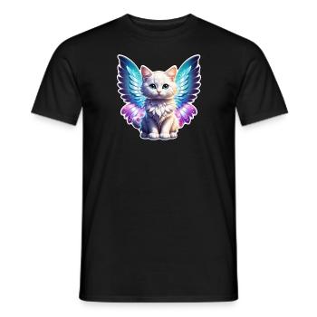 Cat with Wings - Men's T-Shirt - black - Front - AI Model Male 178 light (178cm)