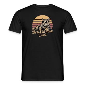 Best Cat Mom ever, Retro Sunset - Männer T-Shirt - Schwarz - Vorne - AI Model Male 178 light (178cm)