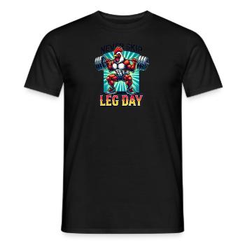 Ne sautez jamais la journée des cuisses – Poulet fort - T-shirt homme - noir - Devant - AI Model Male 178 light (178cm)