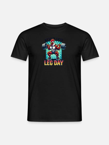 Never Skip Leg Day – Starkes Huhn - Männer T-Shirt - Schwarz