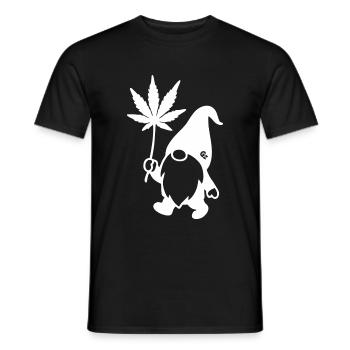 Lustiger Zwerg/Wichtel mit Hanfblatt-Ballon - Männer T-Shirt - Schwarz - Vorne - AI Model Male 178 light (178cm)