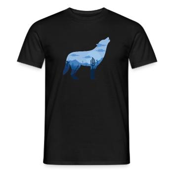 Loup hurlant à la pleine lune | Cadeau silhouette - T-shirt homme - noir - Devant - AI Model Male 178 light (178cm)