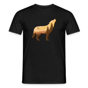 Loup hurlant à la pleine lune | Cadeau silhouette - T-shirt homme - noir - Devant - AI Model Male 178 light (178cm)