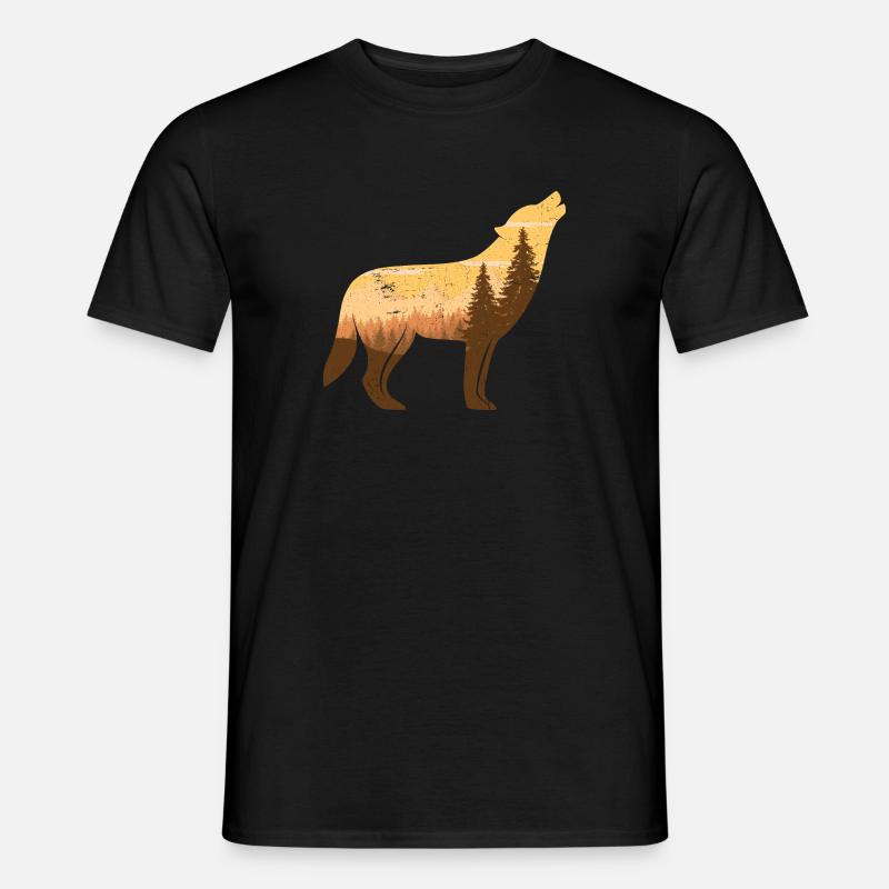 Howling wolf at full moon | Silhouette gift - Men's T-Shirt - black