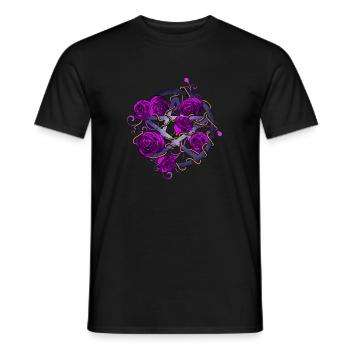 Roses pentagram purple - Men's T-Shirt - black - Front - AI Model Male 178 light (178cm)