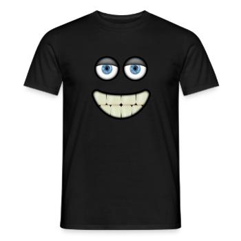 Visage souriant drôle avec des yeux et de grandes dents - T-shirt homme - noir - Devant - AI Model Male 178 light (178cm)