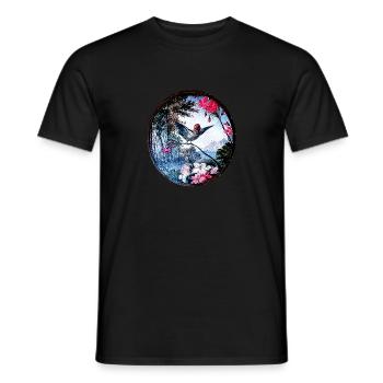 Bird, drawing, painting,baroque, ,oil paint,painting - Men's T-Shirt - black - Front - AI Model Male 178 light (178cm)