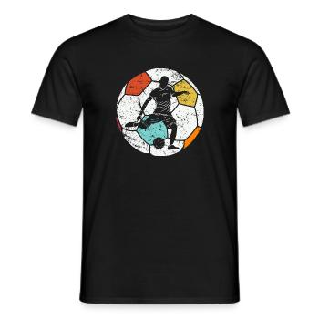 Vintage Fußball Fußballer - Männer T-Shirt - Schwarz - Vorne - AI Model Male 178 light (178cm)