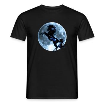 Einhorn, Vollmond , Mond, Magie, Pferd, unicorn, - Männer T-Shirt - Schwarz - Vorne - AI Model Male 178 light (178cm)