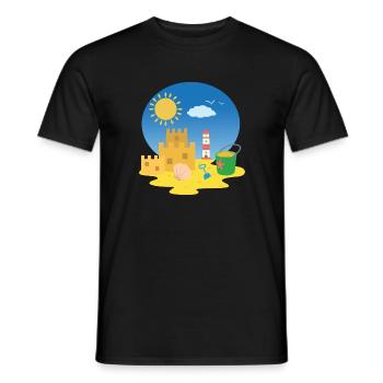 Sandcastle on the beach - Men's T-Shirt - black - Front - AI Model Male 178 light (178cm)