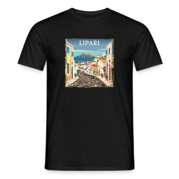 Lipari Italy: Dream Beach Summer Vacation - Men's T-Shirt - black - Front - AI Model Male 178 light (178cm)