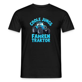 Coole Jungs fahren Traktor - Männer T-Shirt - Schwarz - Vorne - AI Model Male 178 light (178cm)