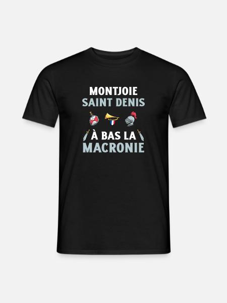 Montjoie Saint Denis à bas la Macronie - T-shirt homme - noir