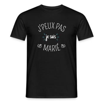 Humour | J'peux pas je suis marié - T-shirt homme - noir - Devant - AI Model Male 178 light (178cm)