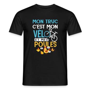 Vélo Mon truc c est mon velo et mes poules velo - T-shirt homme - noir - Devant - AI Model Male 178 light (178cm)