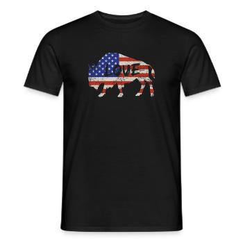 Bison Retro Stiere Büffellove Spruch - Männer T-Shirt - Schwarz - Vorne - AI Model Male 178 light (178cm)