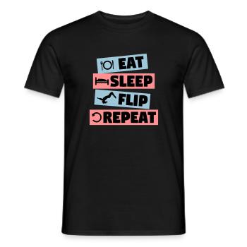 Gymnastics - eat, sleep, flip, repeat - Männer T-Shirt - Schwarz - Vorne - AI Model Male 178 light (178cm)