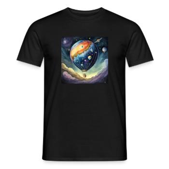 Heißluftballon im Weltall - Männer T-Shirt - Schwarz - Vorne - AI Model Male 178 light (178cm)