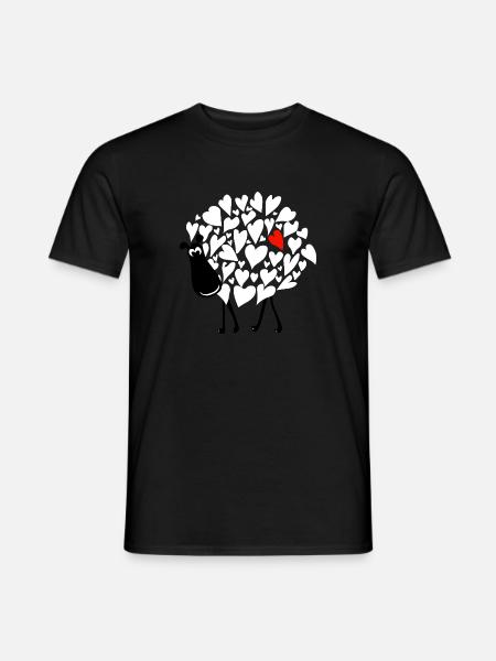 Oveja corazon - Camiseta hombre - negro