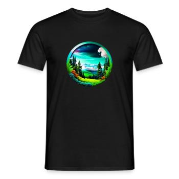 Schöne Berge Landschaft kreisrund freigestellt - Männer T-Shirt - Schwarz - Vorne - AI Model Male 178 light (178cm)