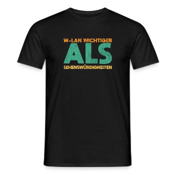W-Lan Wichtiger Als Sehenswürdigkeiten - Männer T-Shirt - Schwarz - Vorne - AI Model Male 178 light (178cm)
