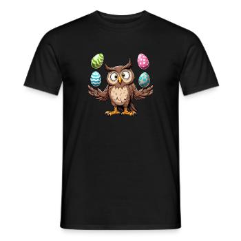 Eule Jongliert Ostereier Osterartist - Männer T-Shirt - Schwarz - Vorne - AI Model Male 178 light (178cm)