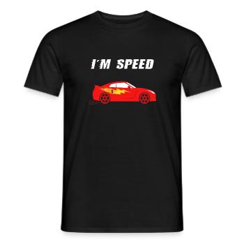 Sports Car - I'm Speed in Fire Red, for Kids - Men's T-Shirt - black - Front - AI Model Male 178 light (178cm)