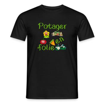 Potager en folie cadeau humour - T-shirt homme - noir - Devant - AI Model Male 178 light (178cm)