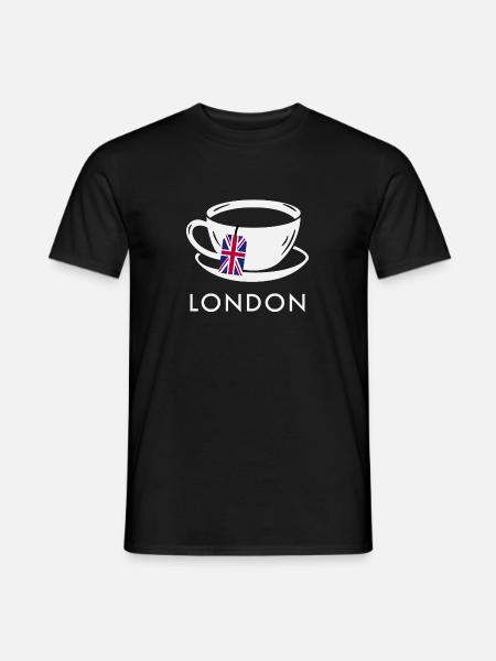 London Tea Cup UK Flag Teabag - Men's T-Shirt - black
