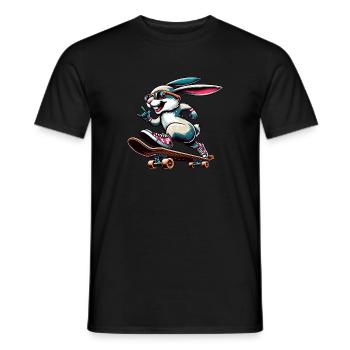 Cool Skateboarder lapin de Pâques Design - T-shirt homme - noir - Devant - AI Model Male 178 light (178cm)