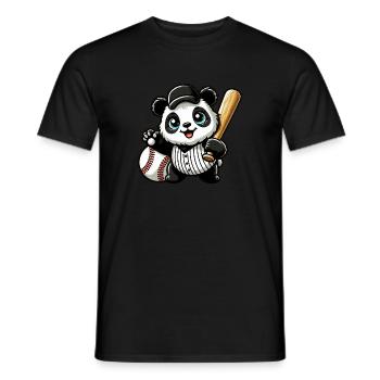 Panda Baseballspieler in Aktion - Männer T-Shirt - Schwarz - Vorne - AI Model Male 178 light (178cm)