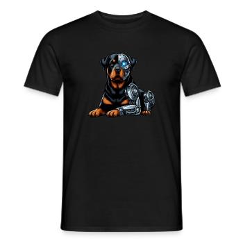 Rottweiler Cyborg Robot Espace - T-shirt homme - noir - Devant - AI Model Male 178 light (178cm)