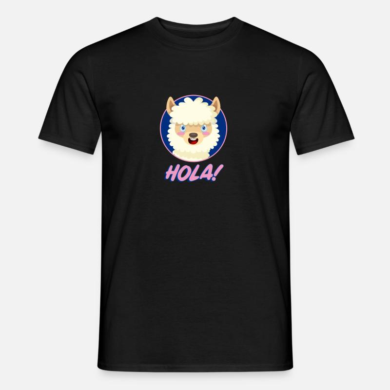 Alpaca Hola! Animal Geschenkidee - Männer T-Shirt - Schwarz