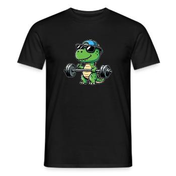 T-Rex Workout: Dinosaurier Bankdrücken für - Männer T-Shirt - Schwarz - Vorne - AI Model Male 178 light (178cm)