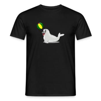 Lachende Robbe mit Ball - Männer T-Shirt - Schwarz - Vorne - AI Model Male 178 light (178cm)