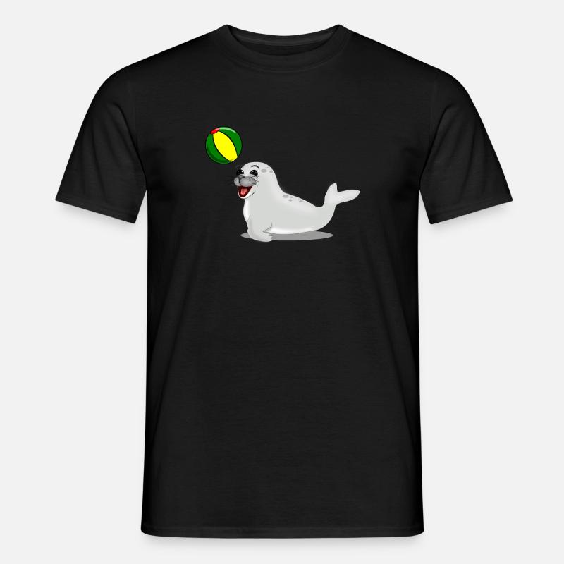 Phoque rieur avec boule - T-shirt homme - noir
