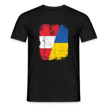 UKRAINE T-SHIRT AUSTRIA AUSTRIA SOLIDARITY - Men's T-Shirt - black - Front - AI Model Male 178 light (178cm)