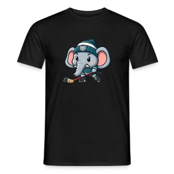 Süßer Elefant Comic Eishockeyspieler Design - Männer T-Shirt - Schwarz - Vorne - AI Model Male 178 light (178cm)