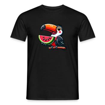 Oiseau, Toucan, Oiseau De Paradis, Melon, Pastèque - T-shirt homme - noir - Devant - AI Model Male 178 light (178cm)