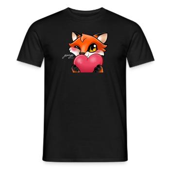 Heart Fox for dark articles - Men's T-Shirt - black - Front - AI Model Male 178 light (178cm)