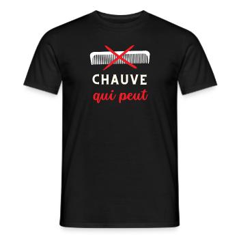 CHAUVE QUI PEUT - T-shirt homme - noir - Devant - AI Model Male 178 light (178cm)