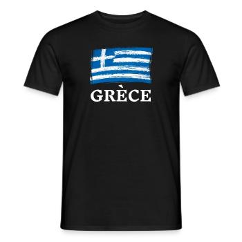 Grèce Drapeau Grec Vacances Voyages Pays - T-shirt homme - noir - Devant - AI Model Male 178 light (178cm)