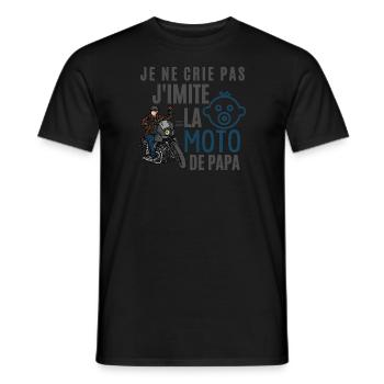 je ne crie pas j imite la moto de papa - T-shirt homme - noir - Devant - AI Model Male 178 light (178cm)