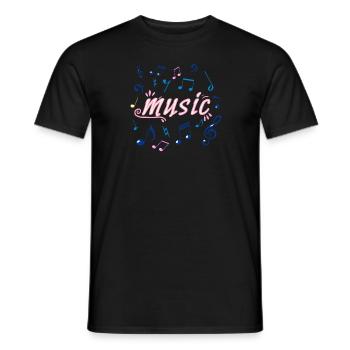 Music - Men's T-Shirt - black - Front - AI Model Male 178 light (178cm)