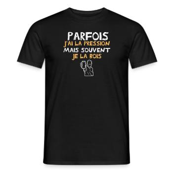 parfois j ai la pression mais souvent je la bois - T-shirt homme - noir - Devant - AI Model Male 178 light (178cm)