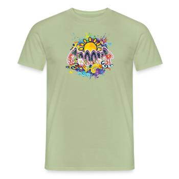 Groovy Hippie Peace Sun - Men's T-Shirt - sage - Front - AI Model Male 178 light (178cm)